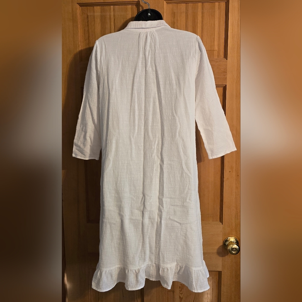 Stevie Hender White 100% Cotton Gauze Textured Dress Lightweight Size Small - Picture 8 of 8